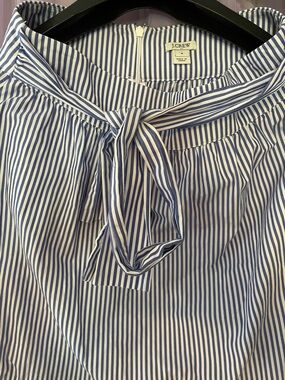 J. Crew Blue and White Striped midi skirt with twin in front